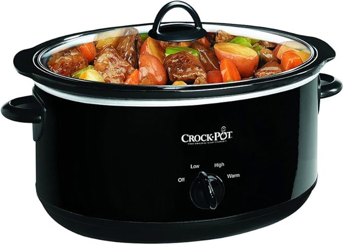 Crock-Pot 8-Quart Manual Slow Cooker, Family Size Serves 10+ People, Removable Stoneware with Warming Setting, Dishwasher Safe for Easy Cleanup, Black