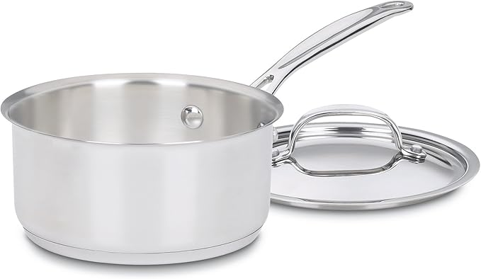 Cuisinart 1 Quart Saucepan w/Cover, Chef's Classic Stainless & Saucepan w/Cover, Chef's-Classic Stainless Steel Cookware & 1.5 Quart Saucepan w/Cover, Chef's Classic Stainless Steel Cookware
