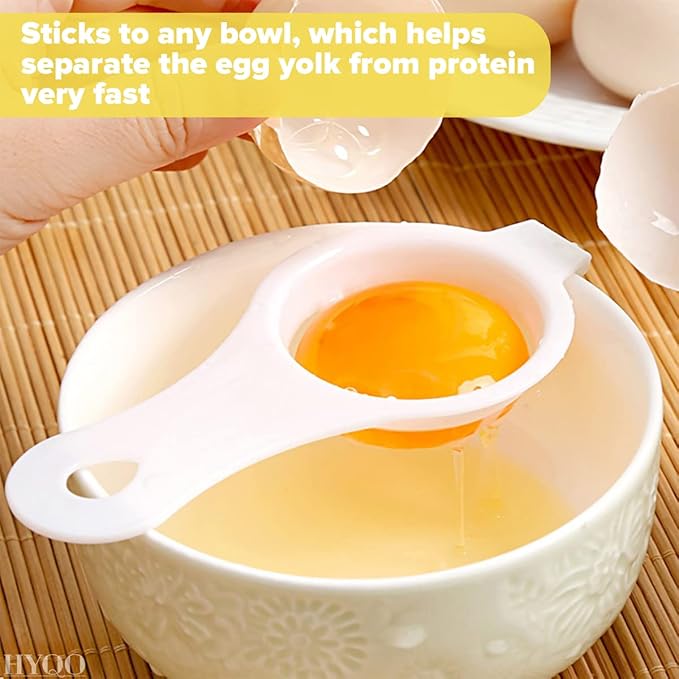 3 Pcs Egg Separator for Raw Eggs - Egg Yolk Separator Tool with Hang-On Bowl Design for Less Mess, ABS Plastic 2.36" Bowl & 4.96" Handle - Practical Kitchen Helper for Baking, Meringue, Creams & Mayo