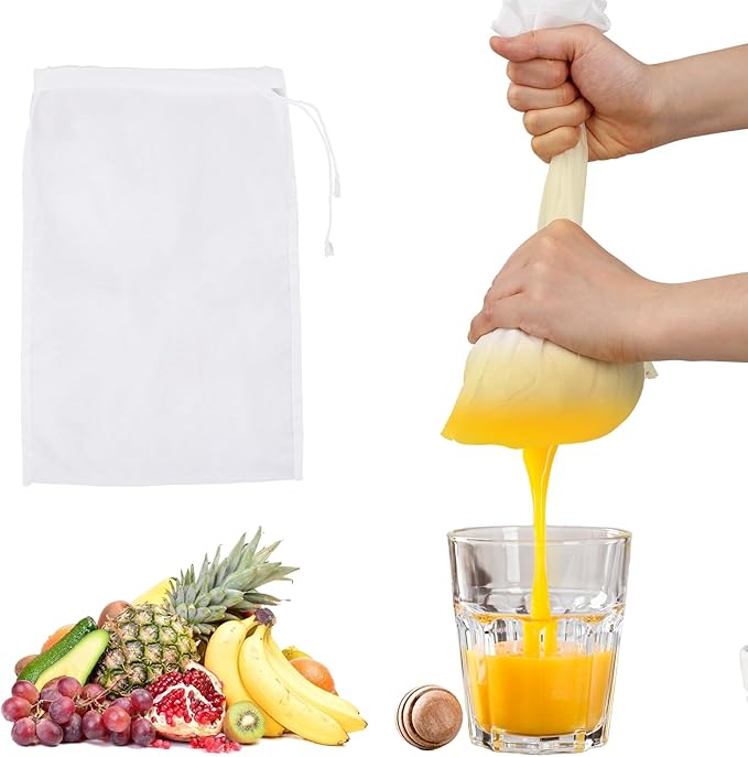 6Pack Nut Bag Strainer 12 x 8 Inch Cheesecloth Bags for Straining Nylon Cheese Cloth Bags Reusable Nut Milk Bag 200 Mesh Fine Mesh Bag for Straining Fruit Juice Cheese Coffee Tofu Yogurt Tea