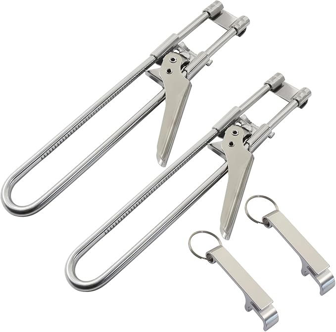 2 Pack Adjustable Stainless Steel Jar Opener, Jar Opener for Weak Hands with 2 Pcs Keychain Bottle Cap Opener,Jar Gripper Tight Lid Opener Manual for Weak Hands,Seniors,Arthritis