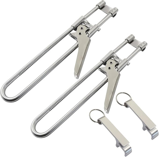 2 Pack Adjustable Stainless Steel Jar Opener, Jar Opener for Weak Hands with 2 Pcs Keychain Bottle Cap Opener,Jar Gripper Tight Lid Opener Manual for Weak Hands,Seniors,Arthritis