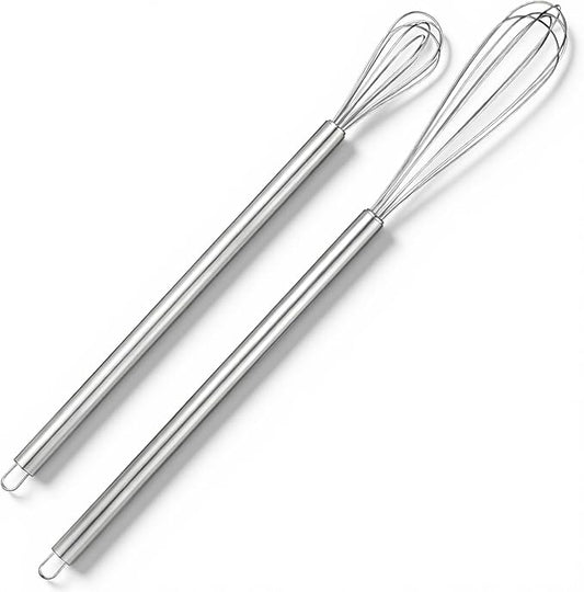 2 pcs Mini Whisk 304 Stainless Steel Small Whisks Baking Mixer Kitchen Stirrer Tiny Portable Egg Beater for Compact Beating Egg Cooking Whisking Whipping Stirring Blending Ingredient Mixing Sauce