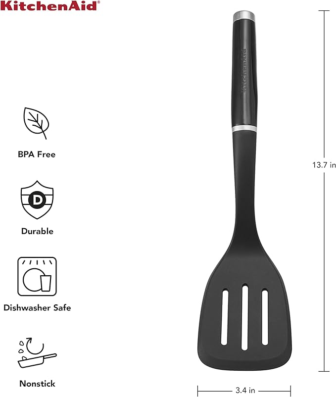 KitchenAid Classic Nylon Slotted Turner,13.66-Inch,Black,(Pack of 12)