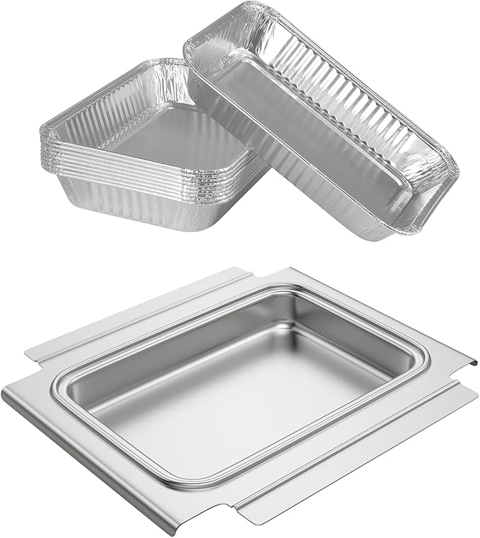 LS'BABQ Grease Catch Pan Holder with 10 Pack Aluminum Foil Grill Drip Pan for Weber Q200 Q300 Q220 Q240 Q2000 Q2200 Q320 Series Gas Grill,BBQ Replacement Parts for Weber 80580/41877