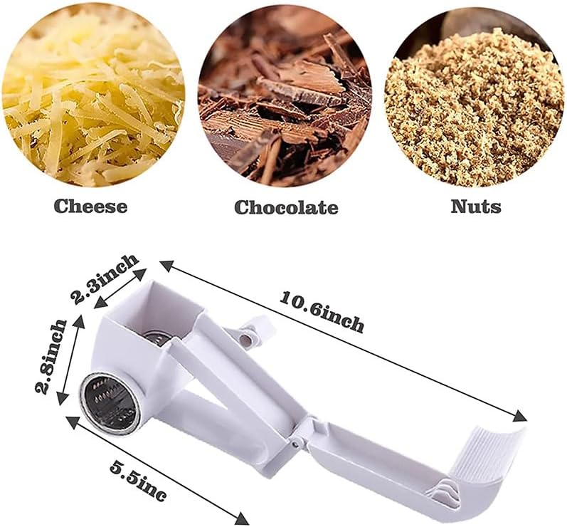 Olive Garden Rotary Cheese Grater Parmesan with 2 Stainless Steel Drums for Hard Cheese, Nuts, Chocolate