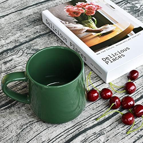 Bosmarlin Glossy Ceramic Coffee Mug, Tea Cup for Office and Home, 18 oz, Suitable for Dishwasher and Microwave(Dark Green, 2)