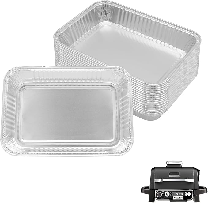 SafBbcue Aluminum Drip Pans Compatible with Ninja OG701 OG751 OG700 Series 7 in 1 woodfire Grill, Grease Tray Liner Compatible with Ninja OG751BRN OG751RAW OG701RD Woodfire, 20-Pack
