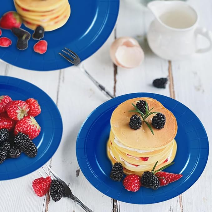 40Pcs Disposable Paper Plates Blue,Including 20pcs 9" and 20pcs 7" Plates,Strong and Sturdy Disposable Plates for Party, Dinner, Holiday, Picnic,Birthday Party, Dinner Table, Wedding