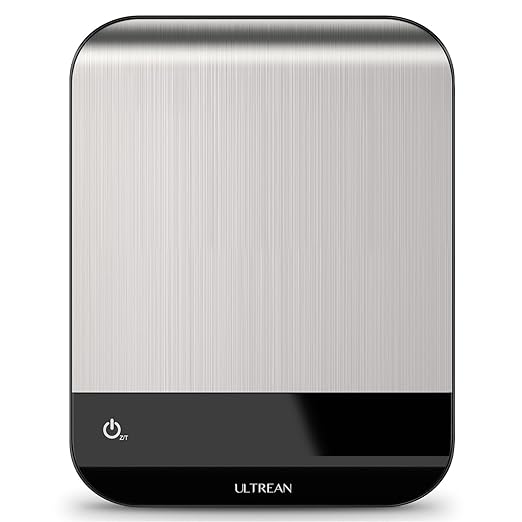 Ultrean Food Scale, Digital Kitchen Scale with LED Display, Weight Grams and Ounces for Baking Cooking, 6 Units with Tare Function, 304 Stainless Steel, 11lb (Batteries Included)