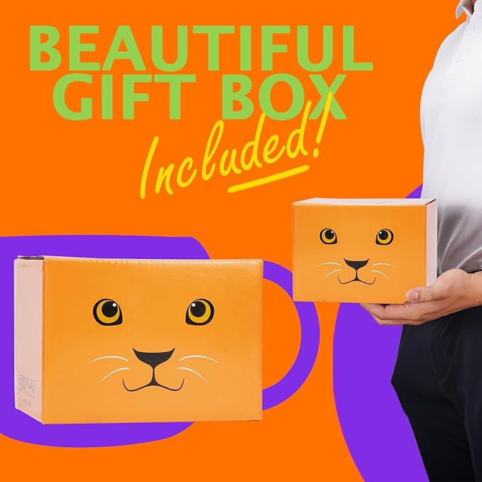 Lion Mug 16 oz Cute Ceramic Coffee Mug 3D Porcelain Tea Cup for Women Kawaii Gifts for Christmas, Housewarming, Holidays, Birthdays, Men, Kids, Friends Yellow