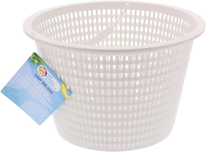 U.S. Pool Supply Swimming Pool Plastic Skimmer Replacement Basket (Set of 2) - Skimmer Basket for Inground Pool, Skim Filter Remove Leaves and Debris - 8" Top, 5.5" Bottom, 5" Deep - Not Weighted