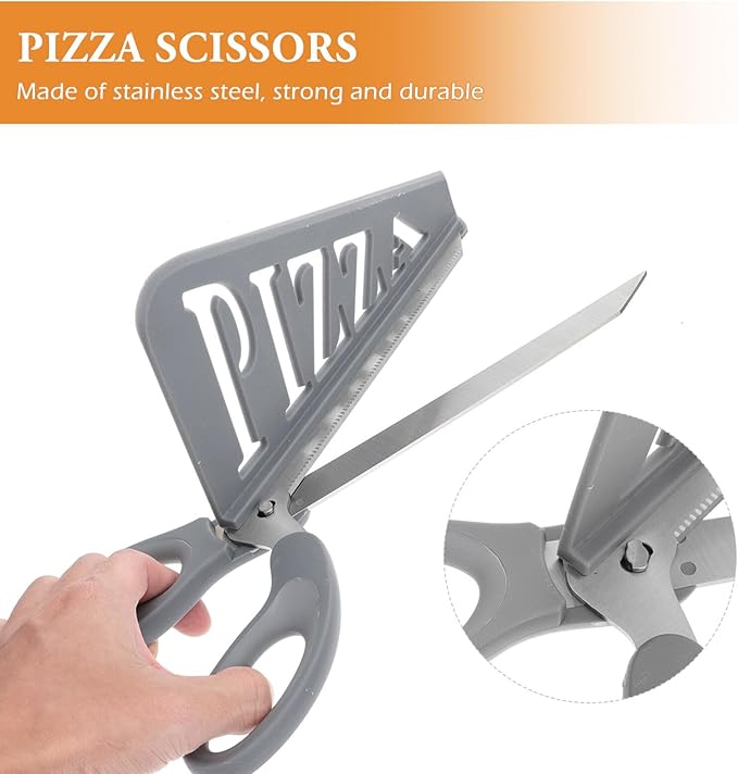 Amosfun Stainless Steel Pizza Scissors with Detachable Shovel and Plastic Handle Kitchen Pizza Cutter for Family and Restaurant Use Easy to Clean 12.99 X 5.11 X 3.14 Inches