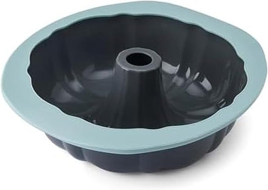 Chicago Metallic Silicone Fluted Cake Pan, 8-Inch Nonstick Bakeware with Wire-Reinforced Rim, BPA-Free Food-Grade Silicone, Oven Safe to 428F, Dishwasher Safe, Easy Cake Release