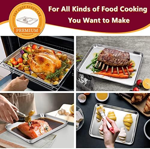 P&P CHEF 16 + 12.5 + 9 Inch Cookie Baking Sheet Pan with Wire Rack,6 Pcs