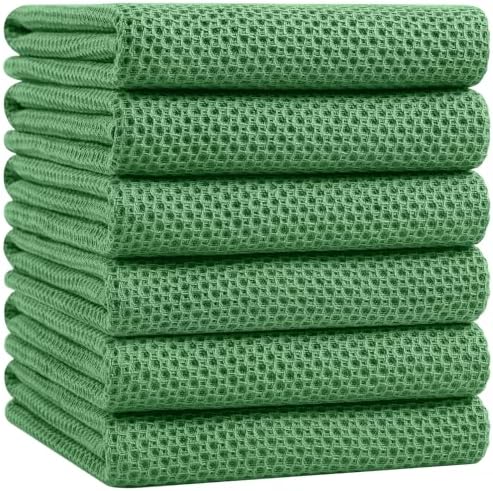 Homaxy 100% Cotton Oversized Waffle Weave Kitchen Towels 6-Pack