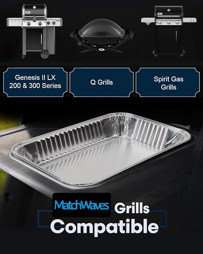 Drip Pans for Weber, Disposable Aluminum Foil Grease Trays for Weber Grills, Universal Replacement Liners for Weber Series, 8.6" x 6", 200 Pcs