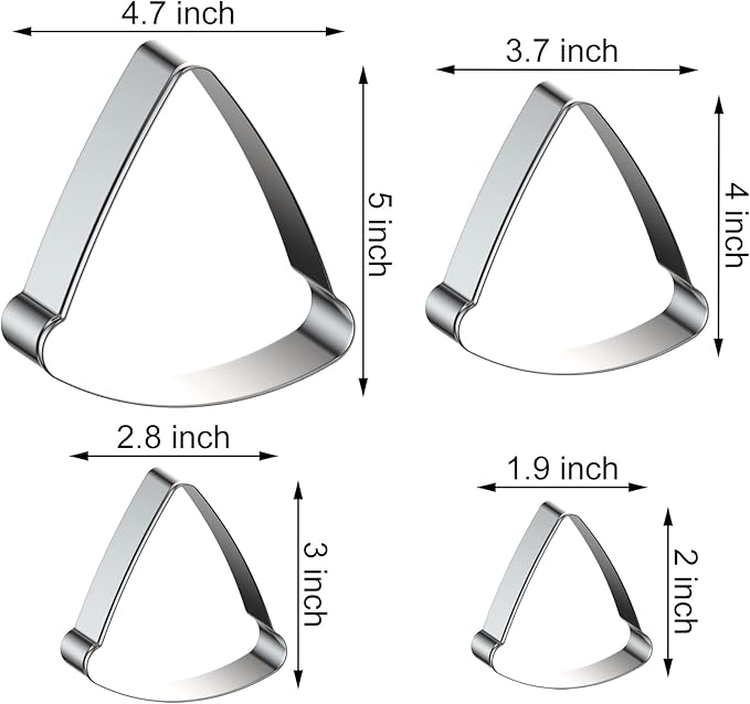 Pizza Slice Cookie Cutter Set Assorted Sizes - 5", 4", 3", 2" - 4 Piece Food Cookie Cutter - Stainless Steel