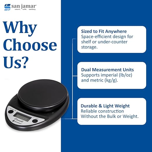 Escali Primo NSF Listed Digital Scale, 11 lb/5 kg, Black (SCDGP11BK)