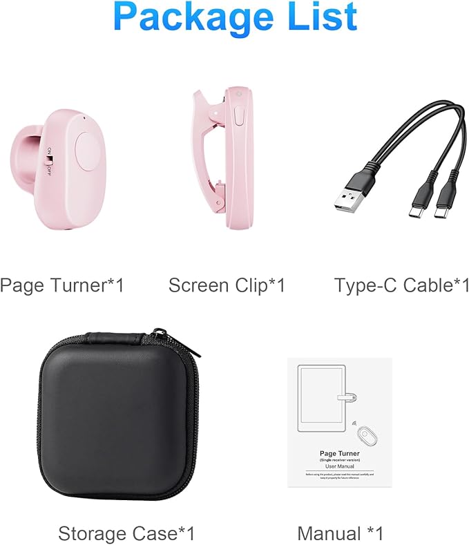 (1 Clip) Kindle Page Turner Remote Control,Finger Ring Rechargeable Pad Ereader Amazon Kindle Button Clicker,Kindle Scroller Paperwhite Scribe Oasis Android Tablets Reading Accessories Gifts