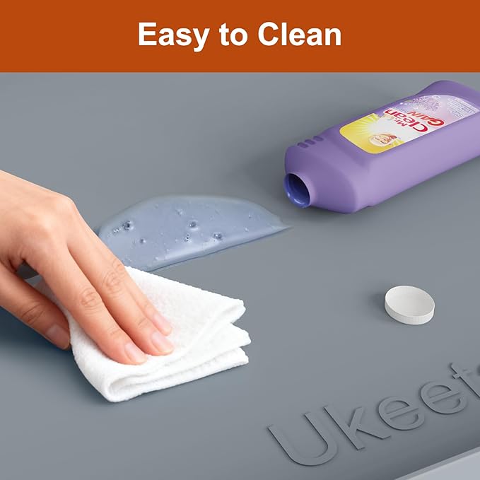 Extra Thick Silicone Mat Waterproof with Raised Edge 22" x 19", Under Sink Mat for Kitchen & Bathroom, Kitchen Cabinet Liner, Multi-Purpose for Storage & Protection, Gray