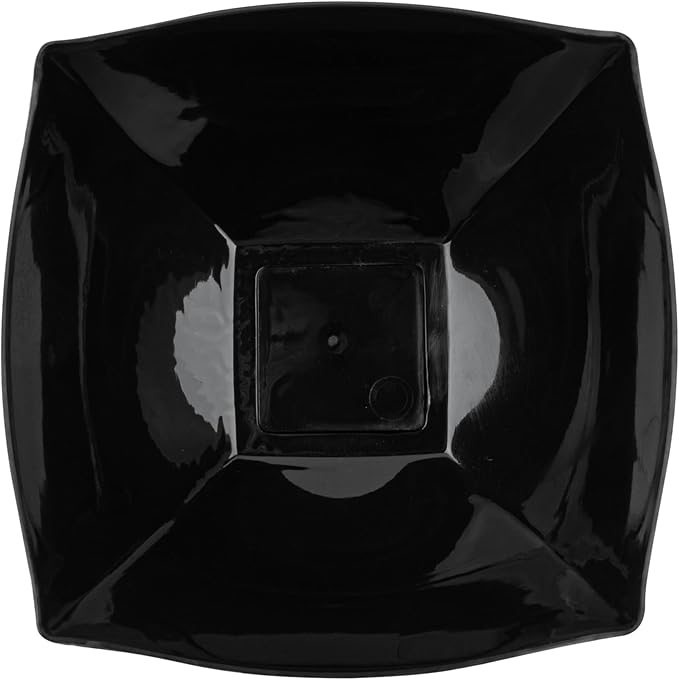 Restaurantware Moderna 8 Ounce Fancy Plastic Bowls 10 Square Disposable Salad Bowls - Durable Heavy-duty Black Plastic Bowls For Warm And Cold Foods