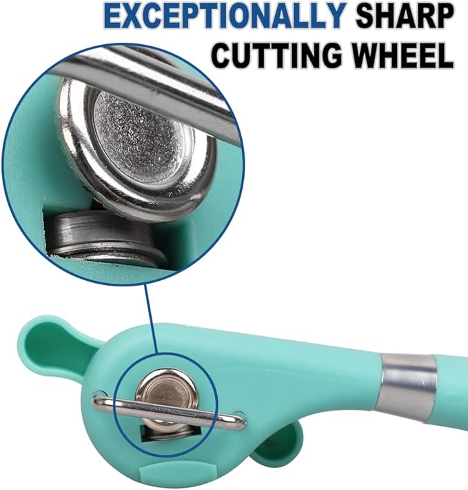 PAKITNER- Cut safe Manual can opener smooth edge - handheld Side cut can opener, Ergonomic Smooth Edge, Food Grade Stainless Steel Cutting Can Opener for Home, Kitchen & Restaurant, Green