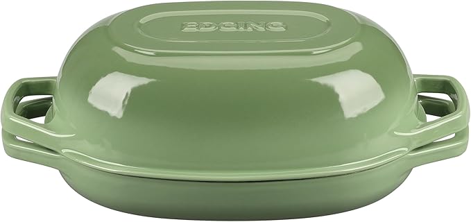 Enameled Cast Iron Oval Dutch Oven Pot with Lid, Dutch Oven for Sourdough Bread Baking, Bread Oven, Bread Dutch Oven, Oval Bread Pan, 5qt, Pistachio Green
