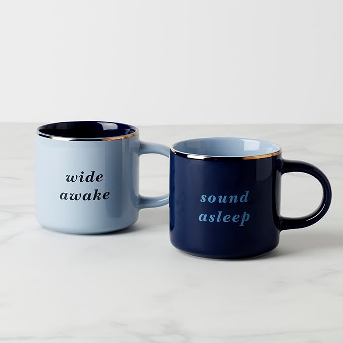 kate spade new york Wide Awake & Sound Asleep, Mugs, Set of 2, Blue