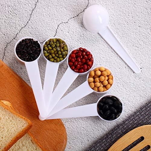 Patelai 30 Pack 15ml/15cc Plastic Tablespoon White Measuring Spoons Long Handle Tablespoon for Coffee, Pet Food, Grains, Protein, Spices and Other Dry Goods
