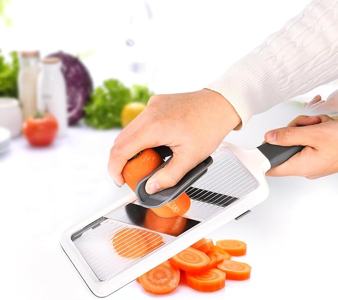 Mandoline Slicer for Kitchen, Adjustable Stainless Steel Blade, Vegetable Slicers, Slicer Vegetable Cutter with NO-slip Grip, Gray