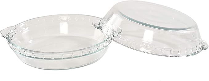 Home-X Set of 2 Glass Pie Plates - 7” Baking Dishes with Handles - Durable, Compact, Oven & Freezer Safe Kitchen Accessories - Glass Pie Dishes for Baking Quiches, Tarts, Desserts & Salads