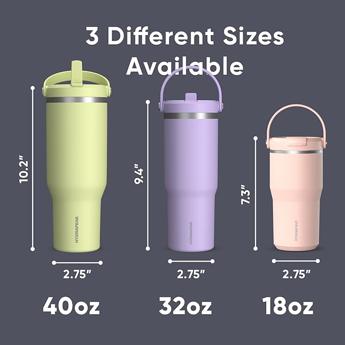 Hydrapeak Nomad 40 oz Tumbler with Handle and Straw Lid, Leakproof, Double Insulated, 40oz Cup Stainless Steel (Navy)