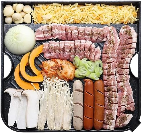 COOKKING - Master Grill Pro, Korean Traditional BBQ Grill Pan - Stovetop Nonstick Indoor/Outdoor Smokeless BBQ Cast Aluminum Grill Pan (MasterGrill Pro) (No Induction), Made in Korea