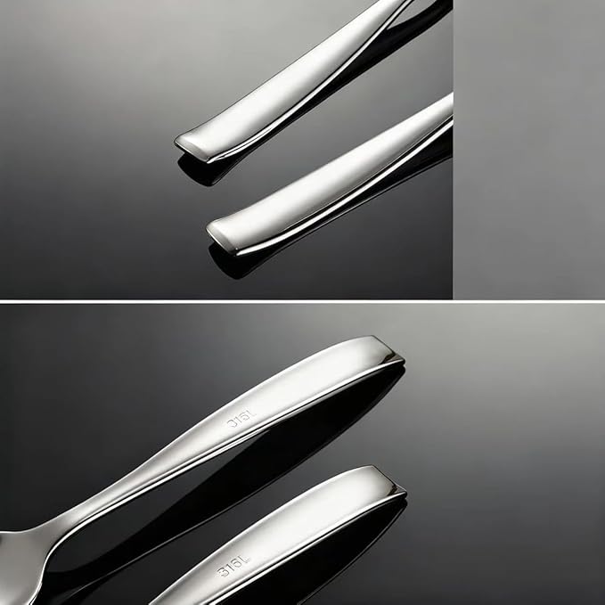Premium 316L Stainless Steel Serving Spoons，Buffet Dinner Restaurant Serving Utensils, Catering Set for Party Banquet,9.5"L x 2.8"W