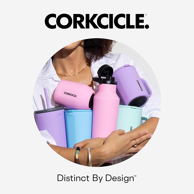 Corkcicle Cold Cup Insulated Tumbler with Straw - Keeps Drinks Cold for 12 Hours - Triple-Insulated Stainless Steel - Leak-Resistant Lid - Summer Drinkware Gift - 24 oz - Sun-Soaked Pink