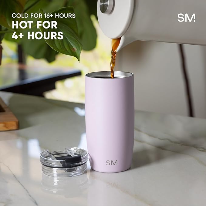 Simple Modern Voyager Tumbler with Flip Lid | Travel Coffee Mug | Insulated Stainless Steel Cold Brew Iced or Hot Coffee Cup | Gifts for Women Men Her Him | 16oz, Sea Glass Sage