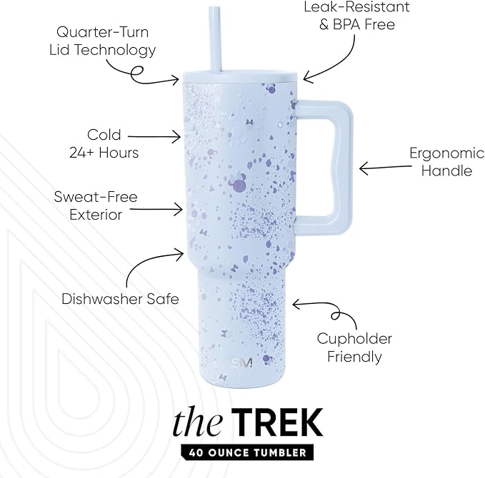Simple Modern Disney 40 oz Tumbler with Handle & Straw Lid | Insulated Reusable Stainless Steel Water Bottle Travel Mug | Gifts for Women Men Him Her | Trek Collection | 40oz | Minnie Specktacular