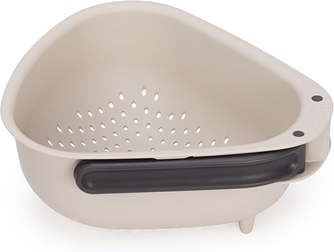 Joseph Joseph Droplet Compact Colander with Folding Handles, Space-Saving Design, Easy-Pour Corners, for Draining Vegetables, Pasta, Fruits