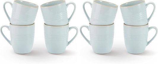 famiware Jupiter Coffee Mugs Set of 4, 14 OZ Coffee Mug, Microwave and Dishwasher Safe, Coffee Cups with Handle for Coffee, Tea, Cocoa, Milk, Light Blue (Pack of 2)