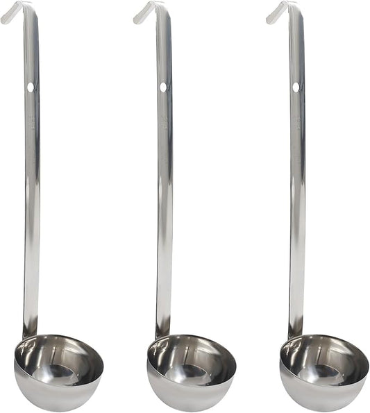 3 Oz Stainless Steel Ladle, 3 Pcs Sturdy Soup Ladle, 9" Long Handle Length for Stirring, Portioning and Serving Soup and Stew in Restaurants and Home (2.72" Bowl Diameter）