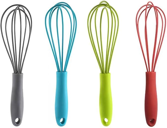 Silicone Eggs Beater Handheld Whisk Cream Foam Maker n Slip Eggs Blender Silicone Eggs Whiskers Portable Red