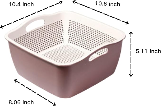 Kitchen Colander Drain Basin 2 in 1 Plastic Basket Strainer Bowl (purple), large