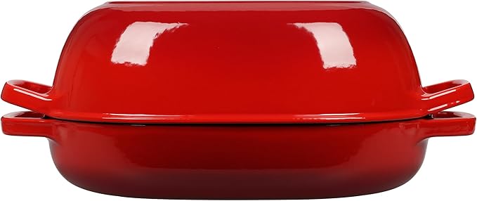 Enameled Cast Iron Oval Dutch Oven Pot with Lid, Dutch Oven for Sourdough Bread Baking, Bread Oven, Bread Dutch Oven, Oval Bread Pan, 7qt, Red