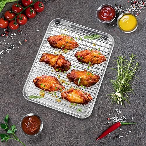 P&P CHEF 9 Inch Toaster Oven Pan Tray with Wire Rack, 2 PCS