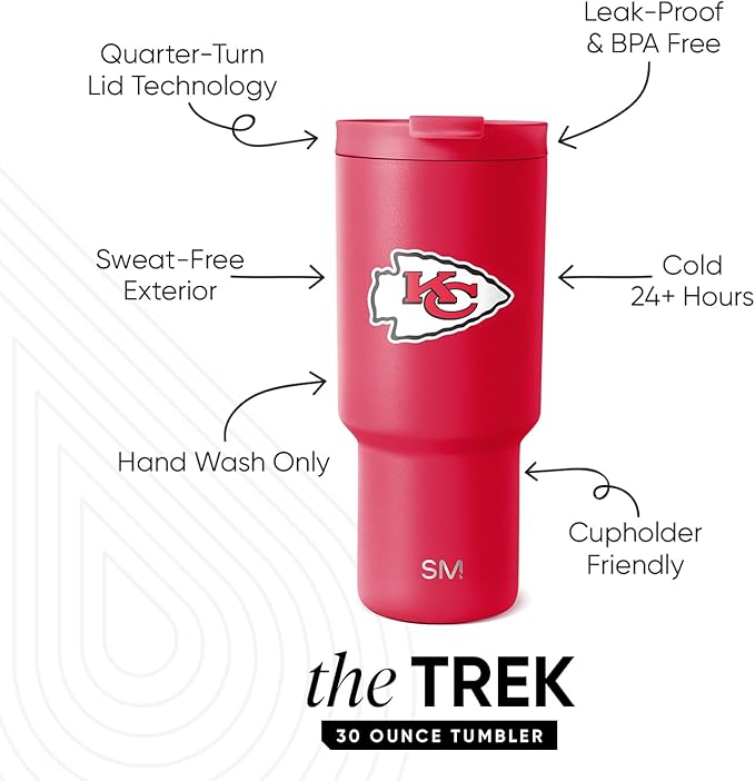Simple Modern Officially Licensed NFL 30oz Tumbler with Flip Lid and Straws | Football Insulated Stainless Steel Cup | Gifts for Men Women | Trek Collection