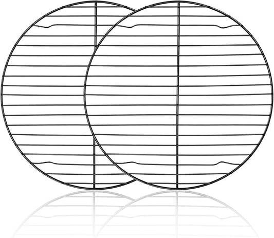 TeamFar 10.5 Inch Non-Stick Cooling Rack, Round Coated Stainless Steel Cooking Wire Rack Set of 2, for Baking/Roasting/Steaming/Cooling, Healthy & Heavy-Duty, Oven Safe & Easy to Clean