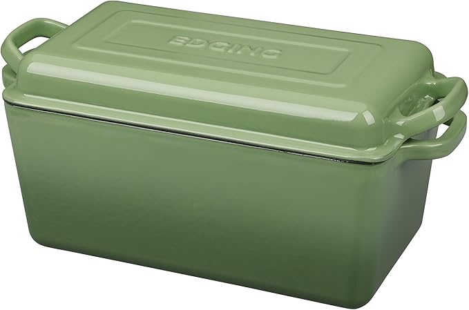 Enameled Cast Iron Dutch Oven, Oblong Bread Oven for Sourdough Bread Baking, Baking Pan, Dual Handles, Oven Safe, 4 Quart, Pistachio Green