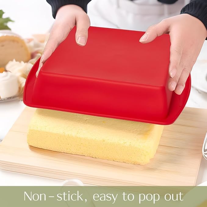 saphe 8 inch Silicone Square Cake Pan Nonstick Silicone Cake Molds, Brownie baking molds for Brownie, Cake, Bread, Pie and Lasagna (1 packs) (1)