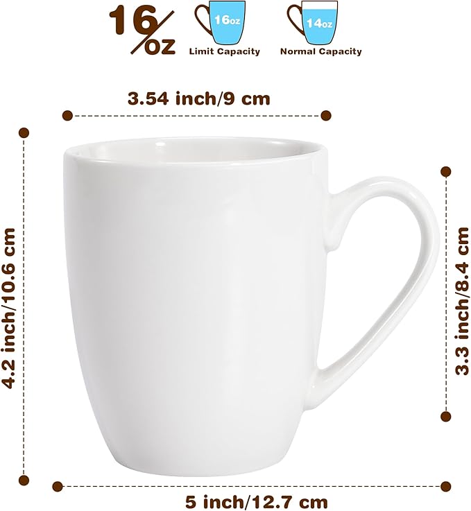 Urbanstrive 16 oz Large Coffee Mugs Set of 4 Ceramic Coffee Mug Multicolor Coffee Cups Tea Cups Idea Gift for Women Men House Warming Gifts New Home Office, Multicolor 4 Pack